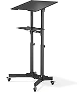 BONTEC Lecterns & Podiums Portable Mobile Standing Laptop Desk, Sit Stand Desk with Wheels, Heigh...