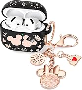 (with Cute Keychain) Girovo Compatible with Apple Airpods 4 Case 2024 Women, Soft Silicone Two-To...