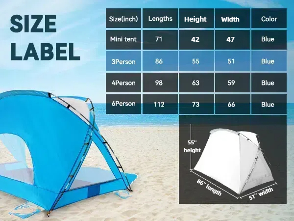 3person tent size label