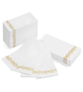 Disposable Paper Hand Towels for Bathroom Decorative White Linen-Like Paper Napkins