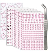NIACONN 1760 Pcs Pink Hair Jewels Face Gems Stick on, Self Adhesive Glitter Rhinestones Stickers ...