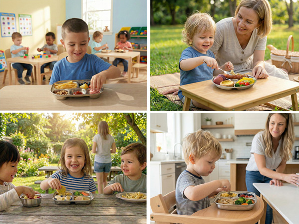 Durable divided kids plate made for balanced meals and easy self-feeding