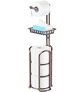 Toilet Paper Holder Stand with Reserve and Dispenser for 4 Mega Roll, Bathroom Freestanding Toile...