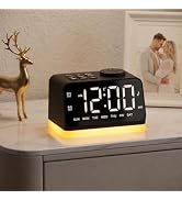 JALL Digital Alarm Clock with FM Radio for Bedroom, 8 Colors Night Light with 2 Charging Port, Sl...