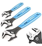 SHALL 3-Piece Adjustable Wrench Set, 10/8/6 Inch Cr-V Steel Wrench with Cushion Grip, Wide Jaw Bl...