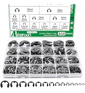 Aienxn 650PCS E Clips Assortment Kit (1.5MM-15MM), 14 Sizes External Retaining Rings, Black Carbo...