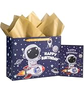 Loveinside Birthday Gift Bag for Boys, Medium Bag with Tissue Paper, Greeting Card and Tag, Blue ...