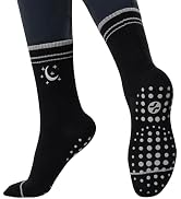 CoolMate Embroidered Pilates Socks with Grips for Women, Yoga Socks, Crew Non Slip Women for Work...