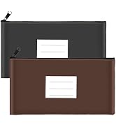 COZEFFIC 2-Pack Bank Deposit Money Bags with Zipper, 11 x 6 Inches, PU Leather Cash Pouches with ...