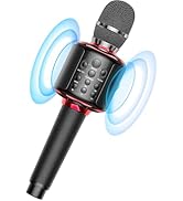 Wireless Bluetooth Karaoke Microphone, Built-in Loud Speaker for 10H Playback, Add Reverb/Duet Mo...