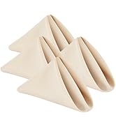 Wolkemer Set of 4 Beige Cloth Napkins 17 x 17 Inches Solid Washable Polyester Dinner Napkins with...