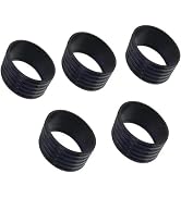 5Pcs Black Tennis Racket Handle Rubber Ring Stretchy Tennis Racquet Band Overgrips, Racket Grips,...