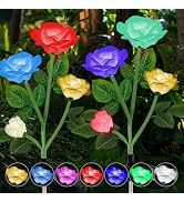 YShengMian Solar Lights Outdoor for Garden Decor Waterproof - 2 Pack with 8 Rose Lights Decorativ...