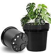 BTPLASTIK 5 Gallon Plastic Nursery Pots, 12 Inch Thickened Plant Pots with Drainage Holes, 6 Pack...