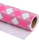 RUSPEPA Wrapping Paper - Mini Roll - Hot Pink Plaid White Background Design Perfect for Wedding, ...