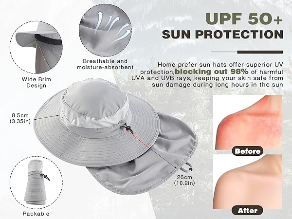 sunblock wide brim sun hat with neck flap for men women