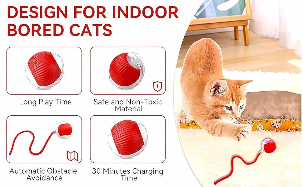 2025 New Interactive Dog Cat Toys Balls,Interactive Rolling Ball Cat Toy, Smart Automatic