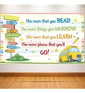 Reading Backdrop Book Themed Birthday Party Decoration Photo Booth Colorful Travel Themed Party D...
