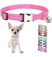Puppy Collar with Bell, Reflective Nylon XS Dog Collars Soft Adjustable Buckle for XXS XSmall Sma...