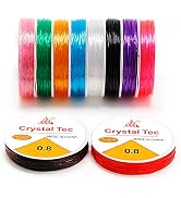 FQTANJU 10 Packs Multicolor Crystal String 0.8mm Elastic String Elastic Cord Stretchy Bracelet St...