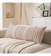 KOOLIFE Boho Long Lumbar Body Decorative Throw Pillow Covers 14x36 Inch Pack of 1 Colorful Woven ...