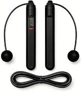Dual-Use Digital Counter Skipping Rope, 1.18in Cordless Balls & Steel Wire Core Adjustable PVC Ro...