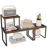 Aothia Wood Desktop Shelf for Top of Desk - 2-Tier Adjustable Bookshelf Organizer, Freestanding S...