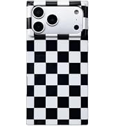 Rectangle Checkered Phone Case for iPhone 17 Pro Max Black White Grids Plaid Checkerboard Slim So...