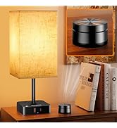 Bedroom Table Lamp with Remote Operation Control,Dimmable Bedside Table Desk Lamps with USB C+A C...