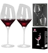 Wine Glasses Set of 2-Premium Crystal Red Wine Glasses Hand Blown-15 oz,Long Stem,Thin Rim,Perfec...