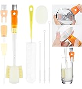 OUTXE 6 Pack Bottle Brush Set, 5-in-1 Water Bottle Cleaner Brush, 14" Long Handle Bottle Cleaning...