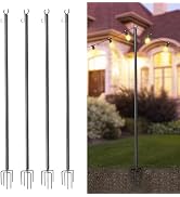 Yescom 10 Ft String Light Pole Outdoor Metal Pole Aluminum with Side Hooks Patio Backyard Party 4...