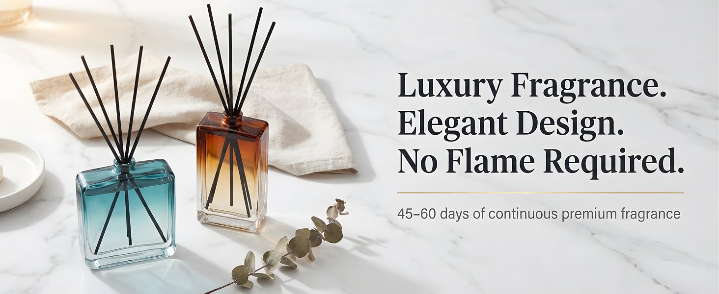 Bella Aria reed diffuser set luxury ombre glass bottles Earl Grey Summer Sea Breeze