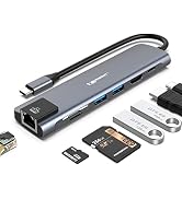 USB C Hub,VEMONT 7 in 1 Type C Adapter with USB C to 4K HDMI,1Gbps Ethernet RJ45,100W Power Deliv...