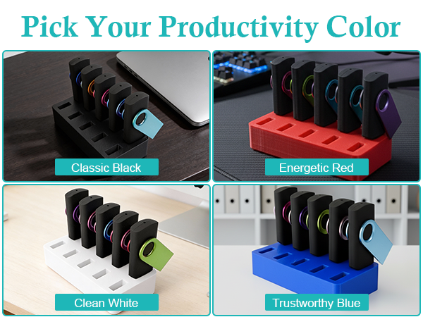 JBOS 10-Slot USB Flash Drive Holder Stand, Desktop Organizer Rack for Memory Sticks