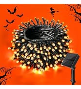 cshare Solar String Lights for Halloween, Orange Halloween String Lights 39.4ft 120LED 8 Modes fo...