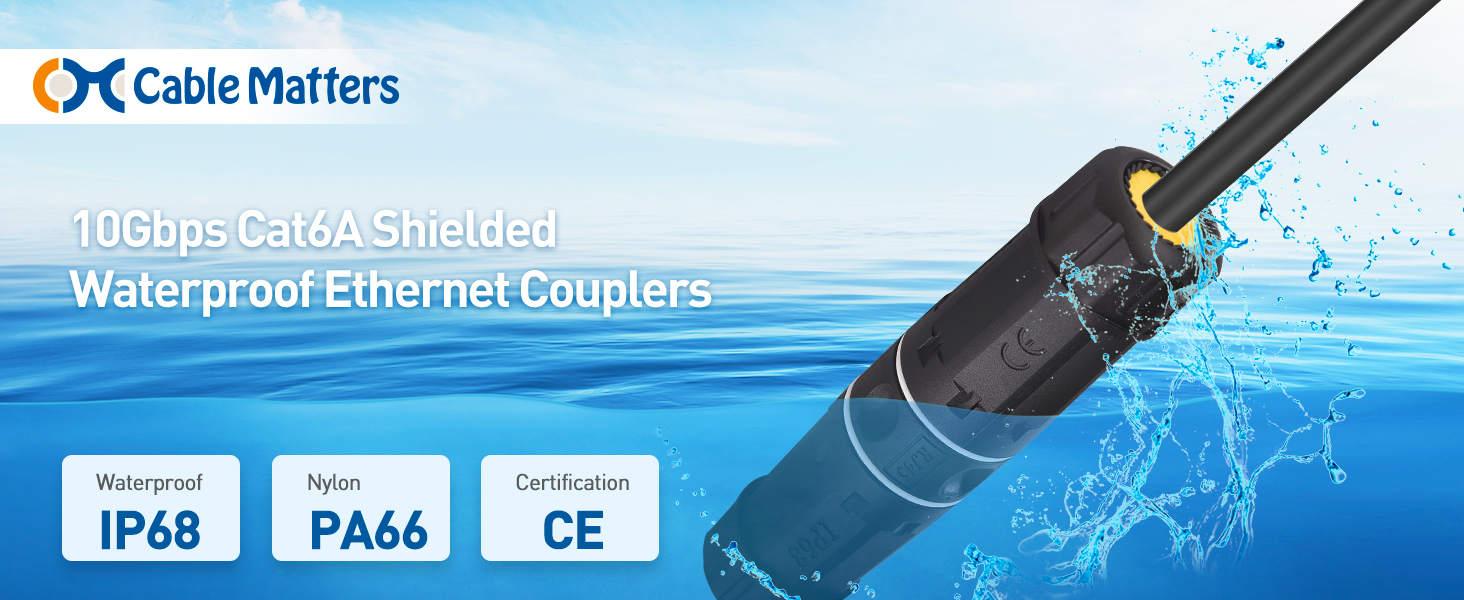 10Gbps Cat6A Shielded Waterproof Ethernet Couplers