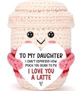 Daughter Birthday Gifts from Mom Dad Coffee Lover Gifts for Daughters | Handmade Crochet Pink Cof...