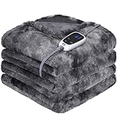 SEALY Electric Blanket Heated Throw, Faux Fur Heating Blanket with 6 Heat Settings & 2-10 Hours A...