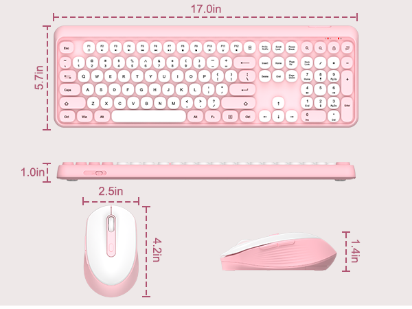 cute keyboard and mouse combo wireless-retro round keys