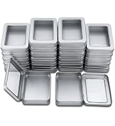 Goodma 24 Pieces Rectangle Metal Tins Containers with Hinged Window Lids Mini Storage Organizer S...