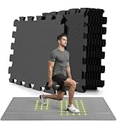 bemaxx Gym Mats Set - 18 pcs EVA Interlocking Foam Floor Tiles (12.6"x12.6"x0.4") 18sqft Protecti...