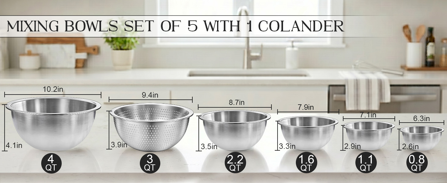 mixing bowl set of 5 large bowl