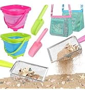 FHOZGECY Beach Toys, Sand Toys with 2 Collapsible Bucket, 2 Beach Mesh Shovel, Sand Shovel, Shark...