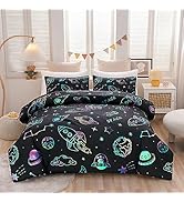 Aimuan Space Bedding Twin Bed Comforter Kids Rocket Bedding Set Super Soft & Cute Aliens UFO Prin...