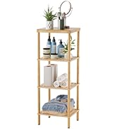 AmazerBath Bamboo Bathroom Shelf, 4-Tier Bathroom Storage Shelf, Multifunctional Storage Rack for...