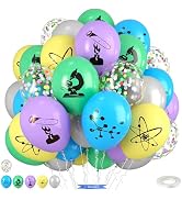 Science Party Balloons, 12 Inch Gray Light Yellow Green Purple Confetti Balloons for Boys Scienti...