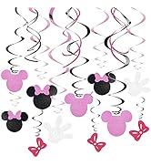 Kristin Paradise 30Ct Minnie Hanging Swirl Decorations - Ceiling Streamers for Mouse Birthday Par...