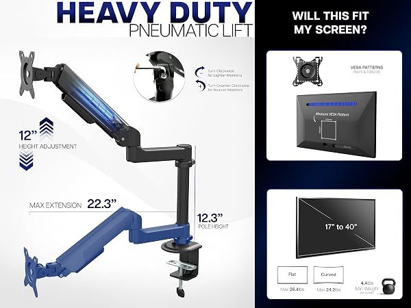Single Pneumatic Arm Mount