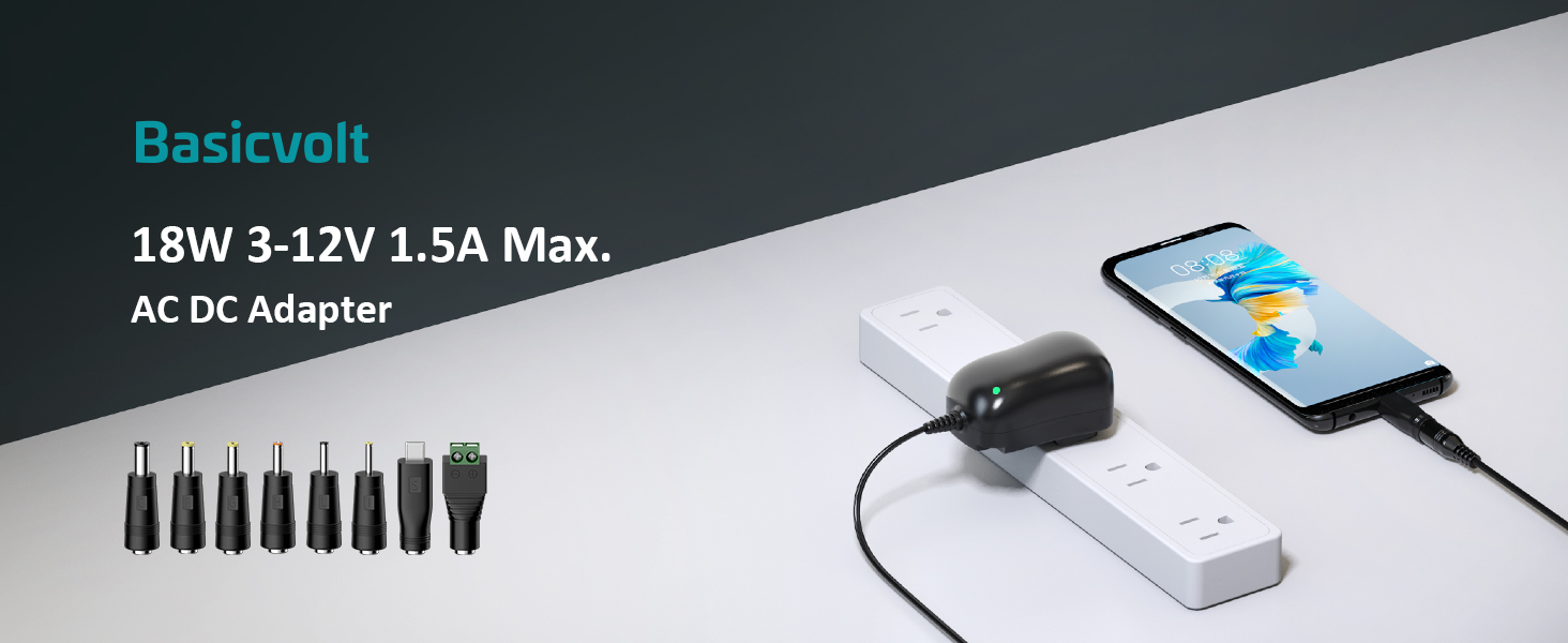 18w ac adapter with 8 connectors